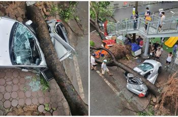 Một thanh niên 22 tuổi qua đời trong dông lốc, cảnh tượng đường phố tan hoang, ô tô bị cây đè bẹp rúm